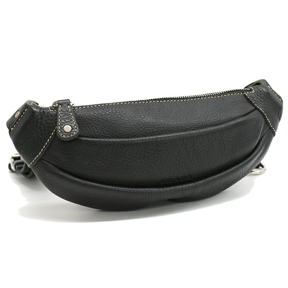 Prada Waist Bum Body Bag Belt Leather Black